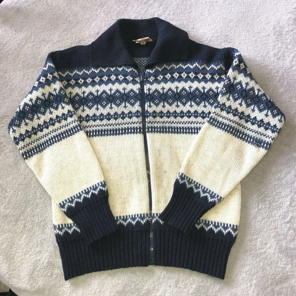 Vintage B.S. SCANDINAVIAN DESIGNS Wool Acrylic Blend Full Zipper Sweater